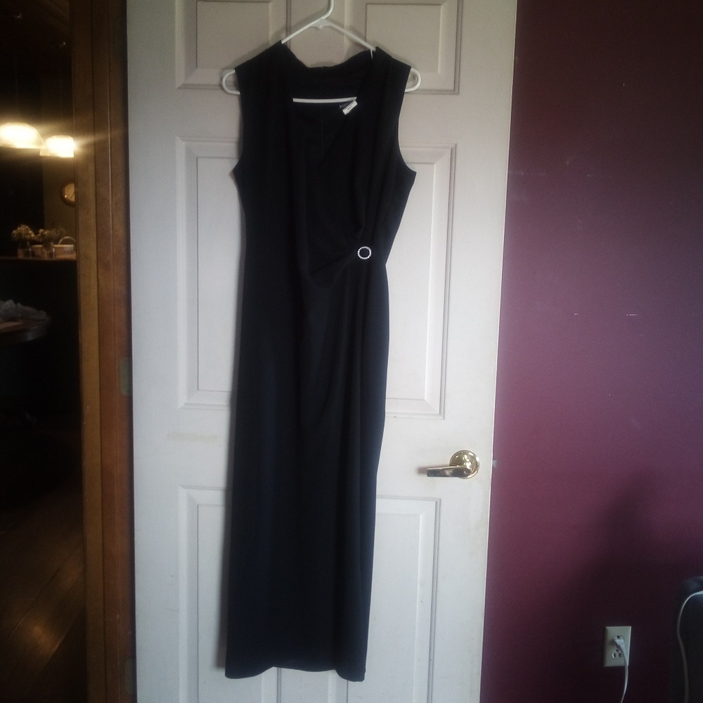 Long Black Dress w/ Diamond Clasp